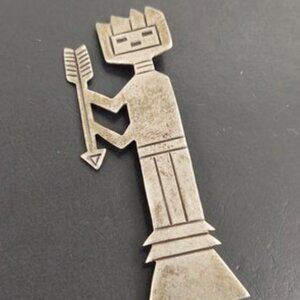 Vintage Mexico Sterling Silver Yei Figure Bar Pin Brooch